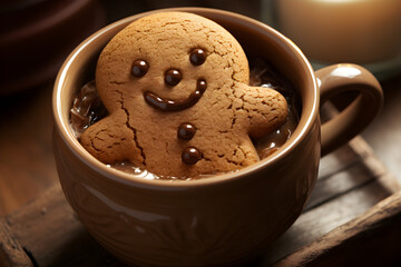 Cosy Winter Delights, Gingerbread Man Drenched in Warm Cocoa