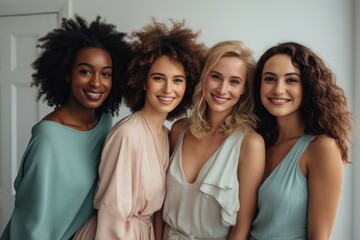 A group of different women. Background with selective focus and copy space