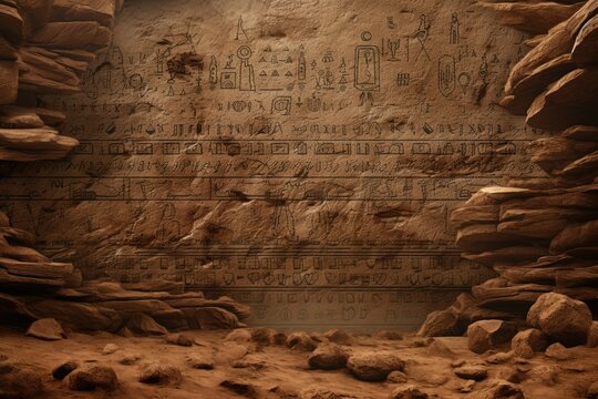 Cryptic hieroglyph-like etchings decorate the unearthly topography.