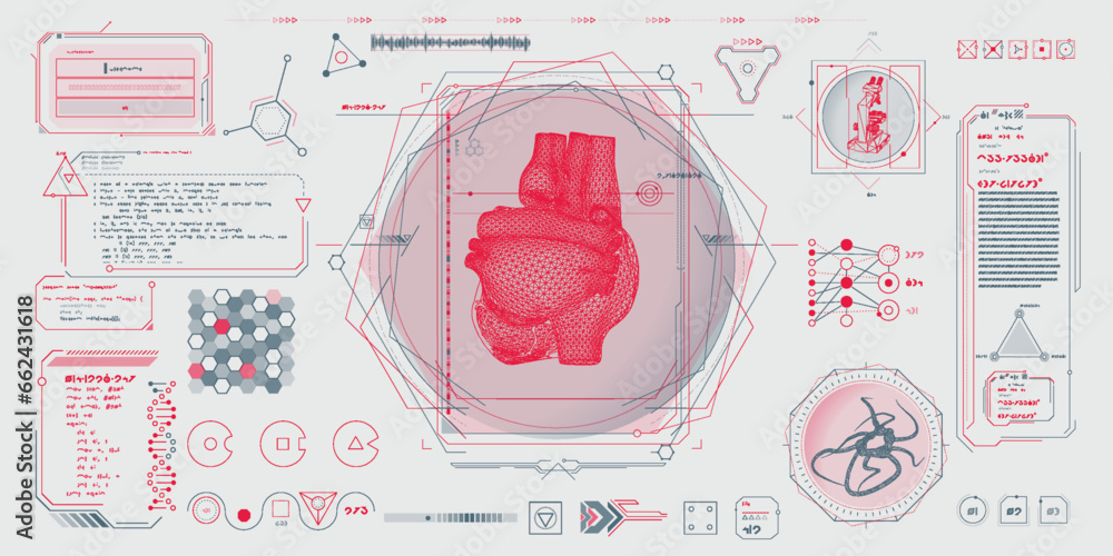 Poster vector data elements for sci-fi interface infographics.