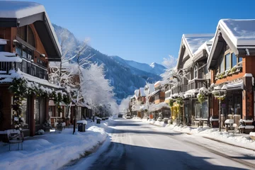 Foto op Canvas Winter Wonderland, Aspen, Colorado - Discover the Magic of Snow-Covered Streets, Charming Resorts, and Shopping Delights © Jhon
