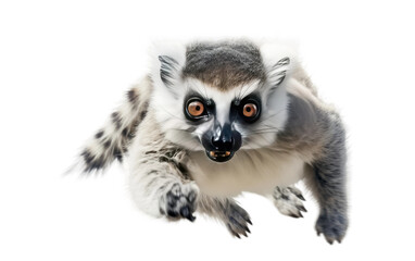 Lemur Running From Hunter with Passion on a Clear Surface or PNG Transparent Background.