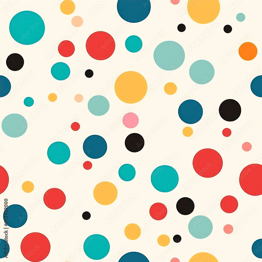 Poster seamless pattern with colorful polka dots.