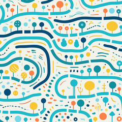 Olympic swimming lanes quirky doodle pattern, background, cartoon, vector, whimsical Illustration