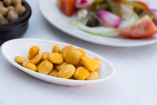  Lupins food on a white bowl, vegetable and healthy snack