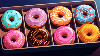 Donuts delicious sweet glazed flat illustration