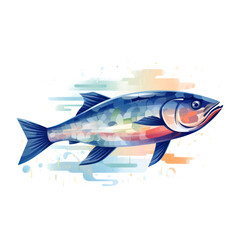 Beautiful bright sea fish, flat illustration, isolated on white background