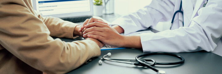 Doctor show medical diagnosis report and providing compassionate healthcare consultation while...