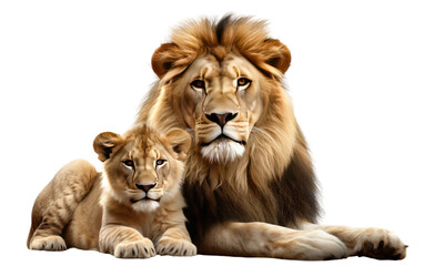 lion Running Wild with Love on a Clear Surface or PNG Transparent Background.