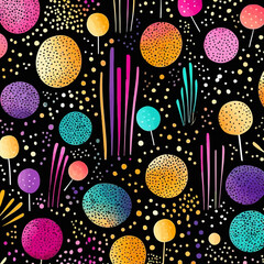 Glitter quirky doodle pattern, background, cartoon, vector, whimsical Illustration