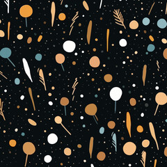 Gold confetti quirky doodle pattern, background, cartoon, vector, whimsical Illustration