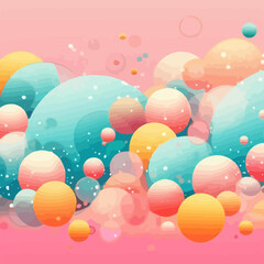 Underwater bubbles quirky doodle pattern, background, cartoon, vector, whimsical Illustration