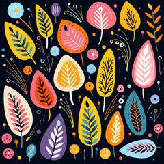 Elegant quirky doodle pattern, background, cartoon, vector, whimsical Illustration