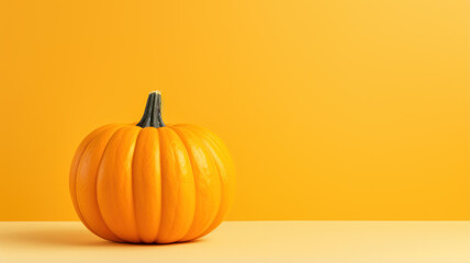 Minimalist Pumpkin on Yellow Background