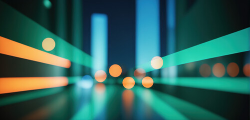 Modern abstract bokeh background. Blurry defocused city background. Car lights. City traffic lights