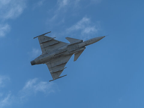Ostrava, Czechia - 16th September 2023 - NATO Days airshow - Saab JAS-39 GRIPEN of the Czech Air force flying by