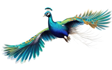 Peacock Running From Hunter with Passion on a Clear Surface or PNG Transparent Background.