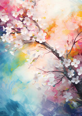 spring themed background, abstract and artistic floral overlay