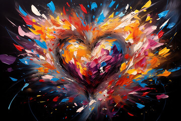 Radiant Love, Abstract Heartburst for Valentine's Day - obrazy, fototapety, plakaty