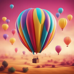 Fototapeta premium colorful hot air balloons against isolated color background abstract balloon art poster