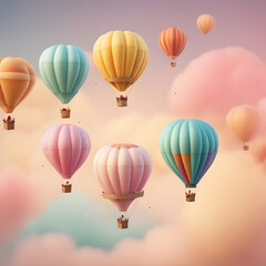 colorful hot air balloons against isolated color background abstract balloon art poster