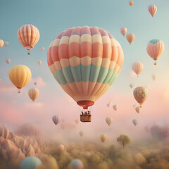 Fototapeta premium colorful hot air balloons against isolated color background abstract balloon art poster