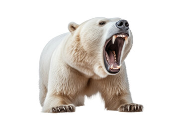 Polar Bear Nature's Roaring At the Hunter on a Clear Surface or PNG Transparent Background.
