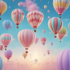 Crédence de cuisine en verre imprimé Montgolfière colorful hot air balloons against isolated color background abstract balloon art poster