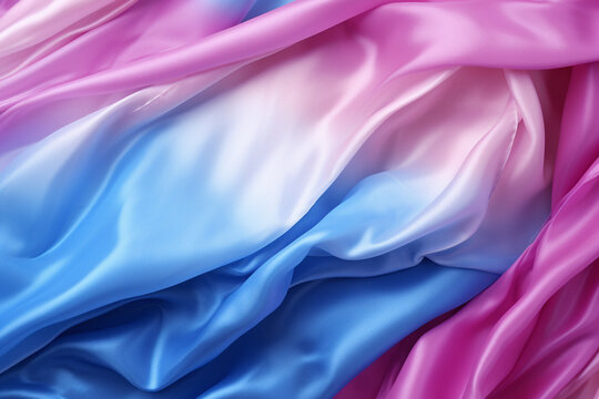 Transgender fabric flag with white, pink, blue strips - LGBT