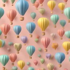 Photo sur Plexiglas Montgolfière colorful hot air balloons against isolated color background abstract balloon art poster
