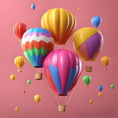 Obraz premium colorful hot air balloons against isolated color background abstract balloon art poster