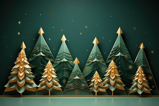 christmas tree with stars and snowflakes for banner, poster, and greeting cards 