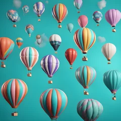 Stickers pour porte Montgolfière colorful hot air balloons against isolated color background abstract balloon art poster