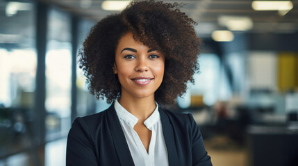 Obraz premium Sleek and Professional Black Businesswoman Portrait