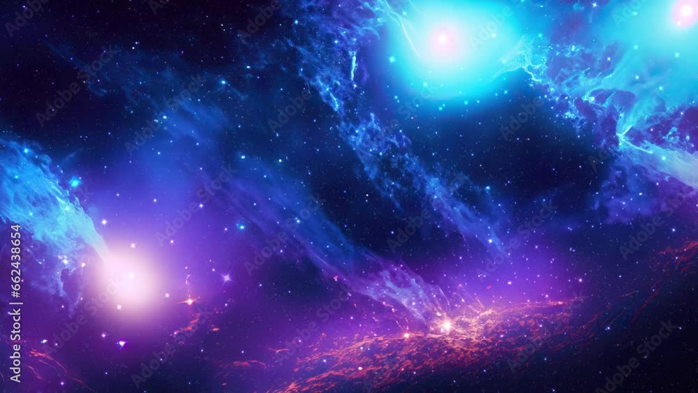 Sticker galaxy and nebula. blue abstract space background. endless universe with stars and galaxies in outer