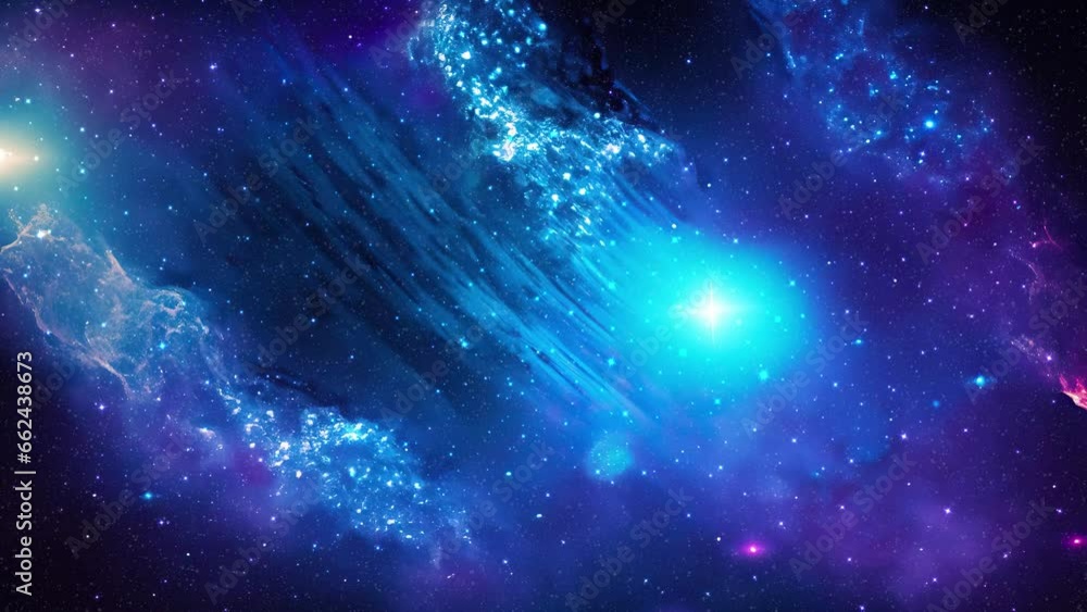 Poster galaxy and nebula. blue abstract space background. endless universe with stars and galaxies in outer