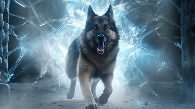 Super dog angry fierce character animal illustration picture AI generated art