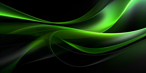 Obraz premium Abstract 3d smooth neon green wave on black background