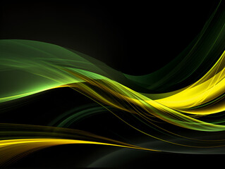 Naklejka premium 3d smooth neon green and yellow abstract on black background 