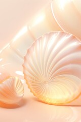 Unreal beautiful sea shell mother-of-pearl. Close-up. On a pink background. poster