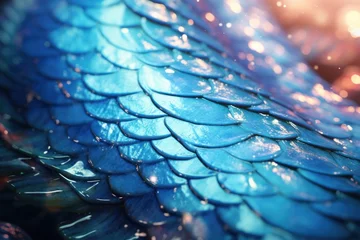 Foto op Plexiglas mermaid banner. large. fragment of mermaid scales, beautiful pearlescent, fairy tale. blue, azure tones. © Andrey