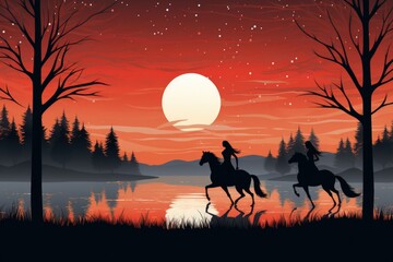 Elusive centaurs galloping through moonlit meadows - Generative AI