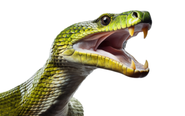 Snake Nature's Roaring At the Hunter on a Clear Surface or PNG Transparent Background.