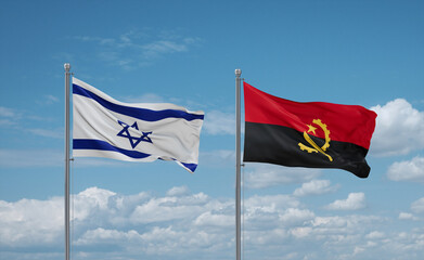 Israel and Angola national flags, country relationship concept