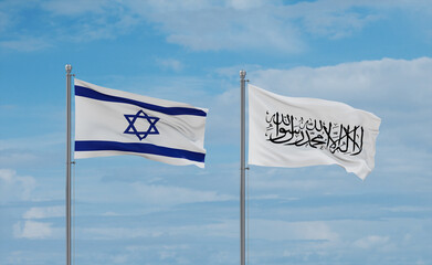 Israel and Afghanistan national flags, country relationship concept