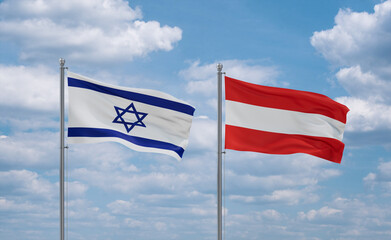 Austria and Israel flags, country relationship concept