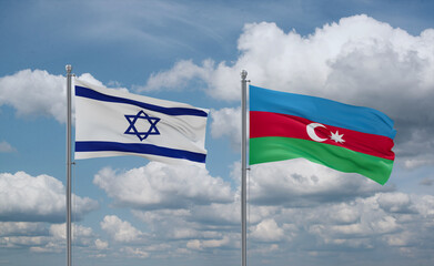 Azerbaijan and Israel flags, country relationship concept