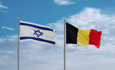 Belgium and Israel flags, country relationship concept