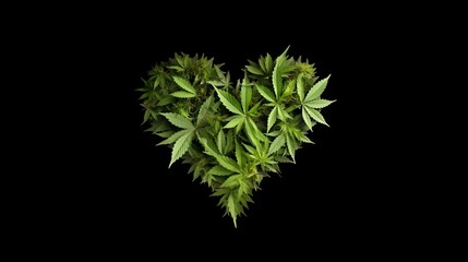 Marijuana Cannabis lants in the shape of a  decorative heart