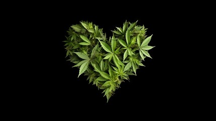 Marijuana Cannabis lants in the shape of a  decorative heart